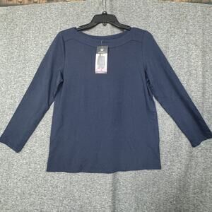 Rafaella Womens Top Size Small Navy Blue Crew Neck Long Sleeve Pullover Knit New